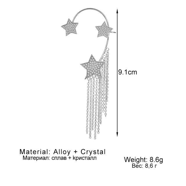Diamond star long tassel ear wrap