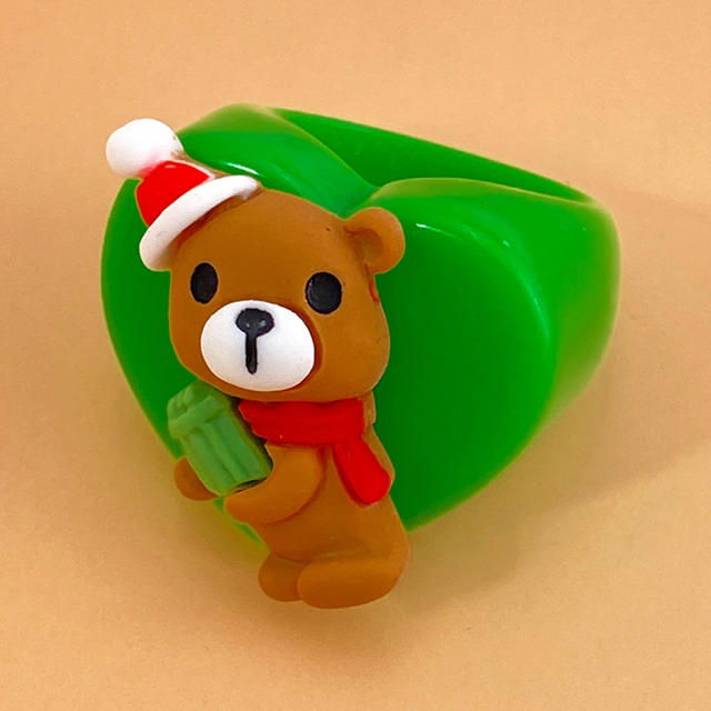 Concise cartoon christmas resin rings humor rings