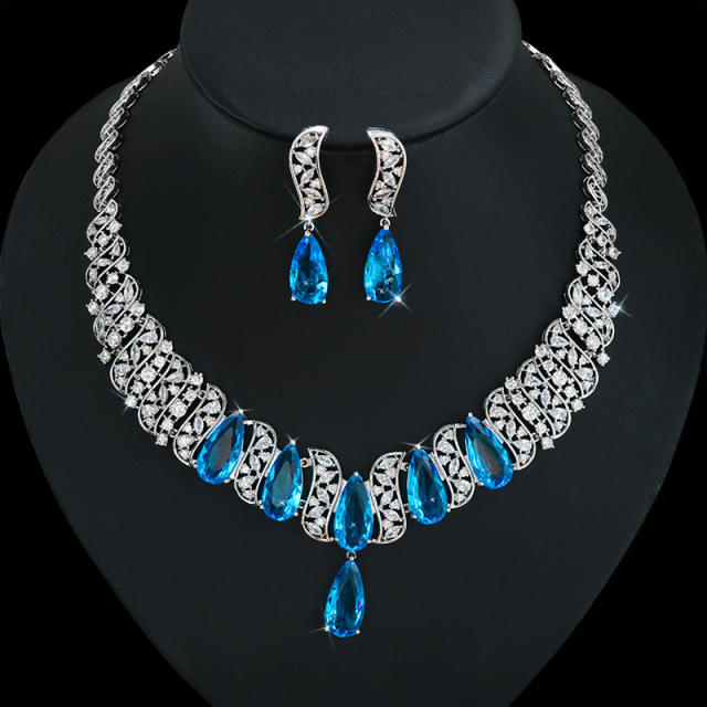 Luxury vintage pave setting diamond necklace set