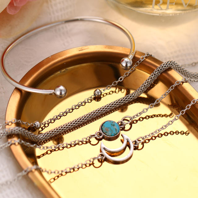 5pcs boho hollow moon bracelet set