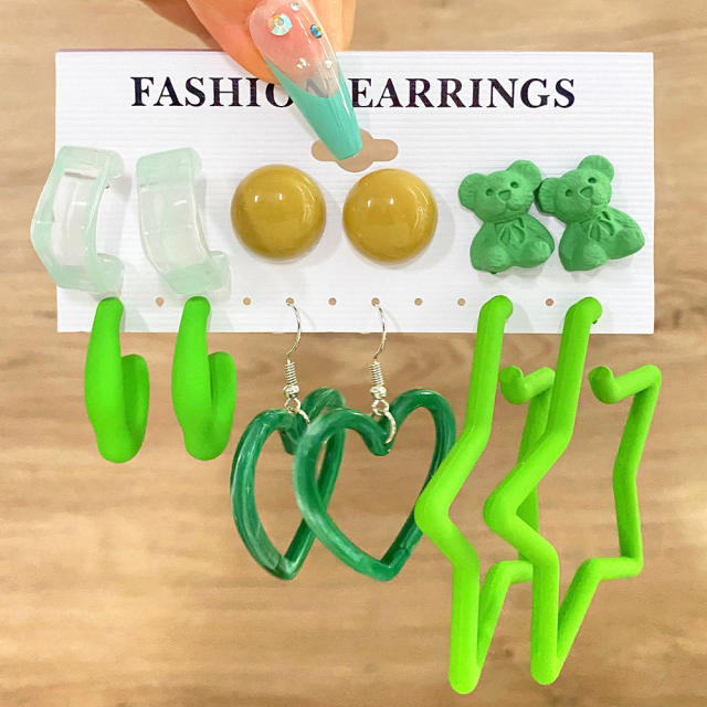 Candy color summer flower earrings set