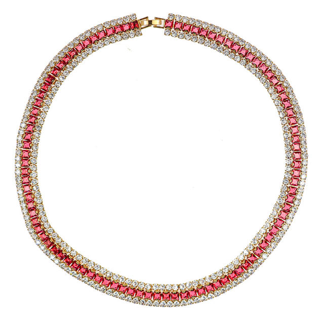 Pave setting diamond colorful necklace set