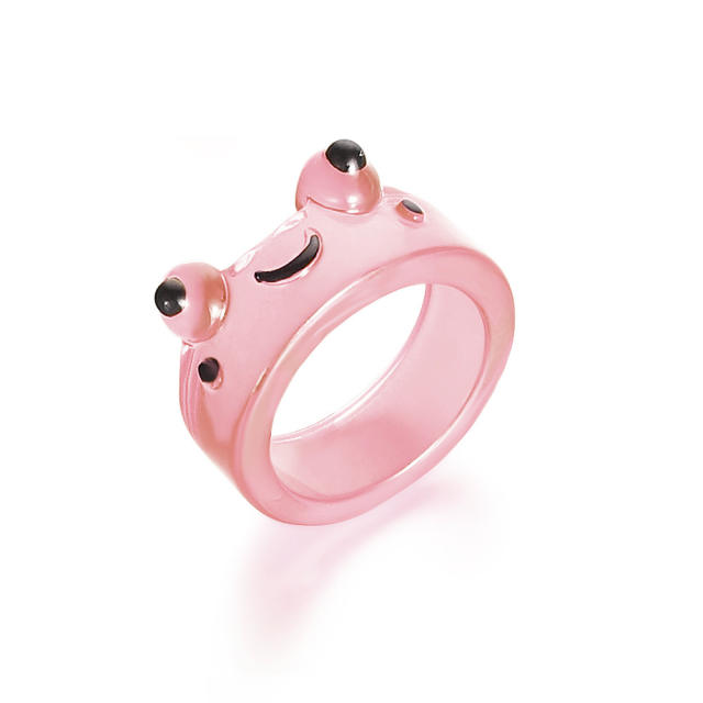 Cartoon resin frog rings humor rings