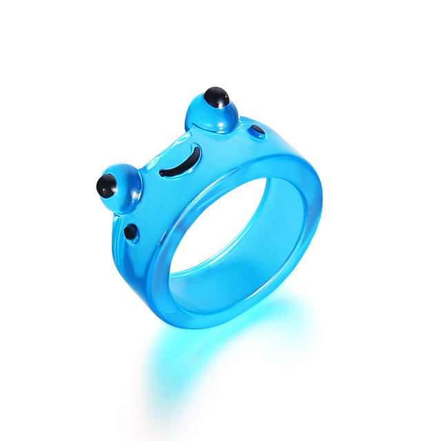 Cartoon resin frog rings humor rings