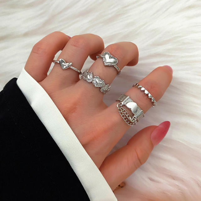 INS color heart stackable rings