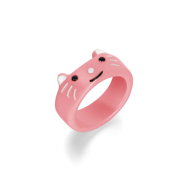 Cartoon resin frog rings humor rings