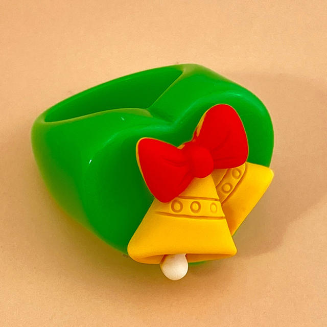 Concise cartoon christmas resin rings humor rings