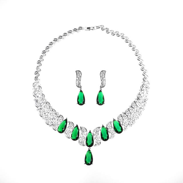 Luxury vintage pave setting diamond necklace set