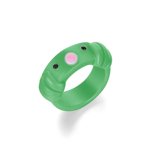 Cartoon resin frog rings humor rings