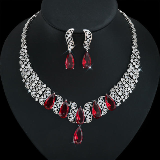 Luxury vintage pave setting diamond necklace set