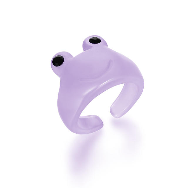 Cartoon resin frog rings humor rings