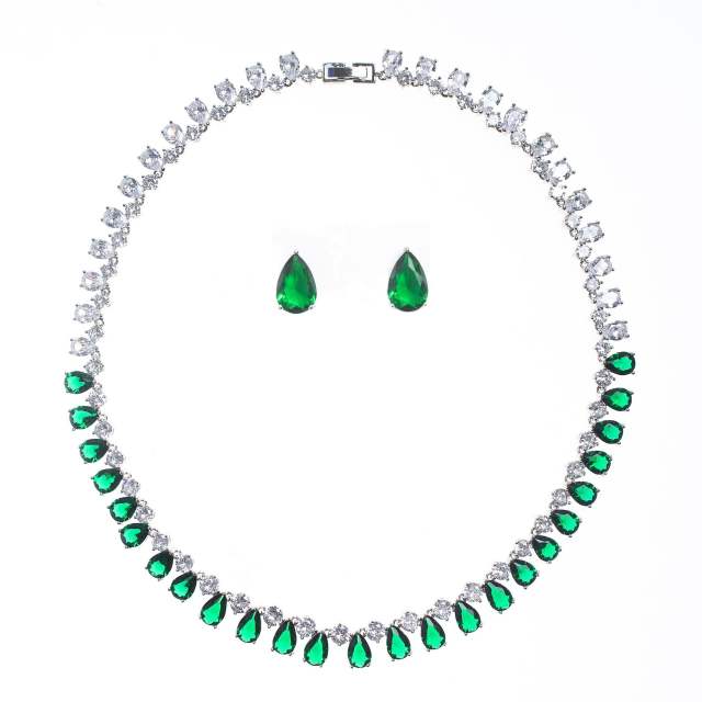 Luxury top quality cubic zircon diamond necklace set
