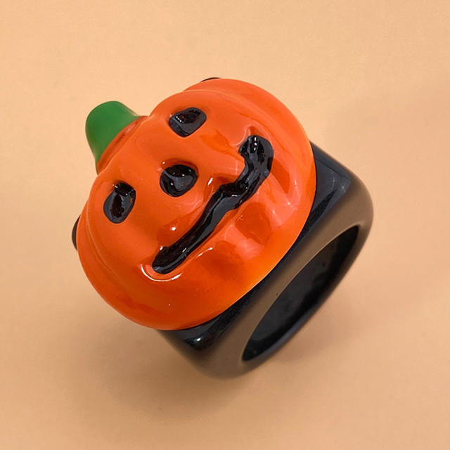 Halloween resin pumkin rings humor rings