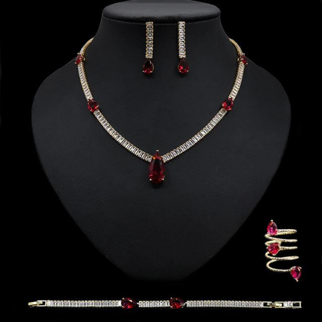 Occident fashion luxury pave setting cubic zircon necklace set