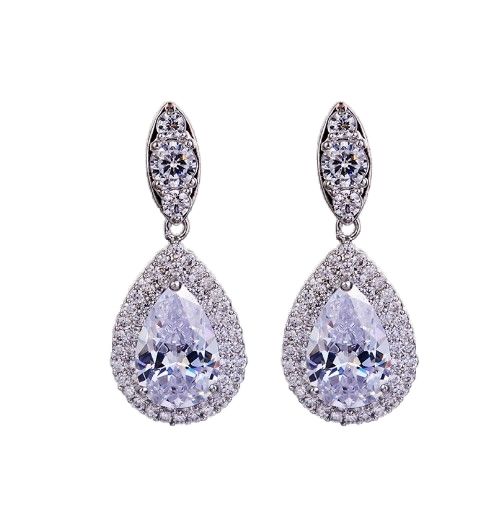 Delicate color cubic zircon drop diamond necklace set