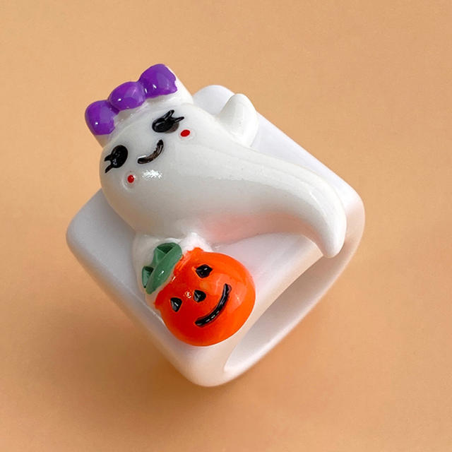 Halloween resin pumkin rings humor rings