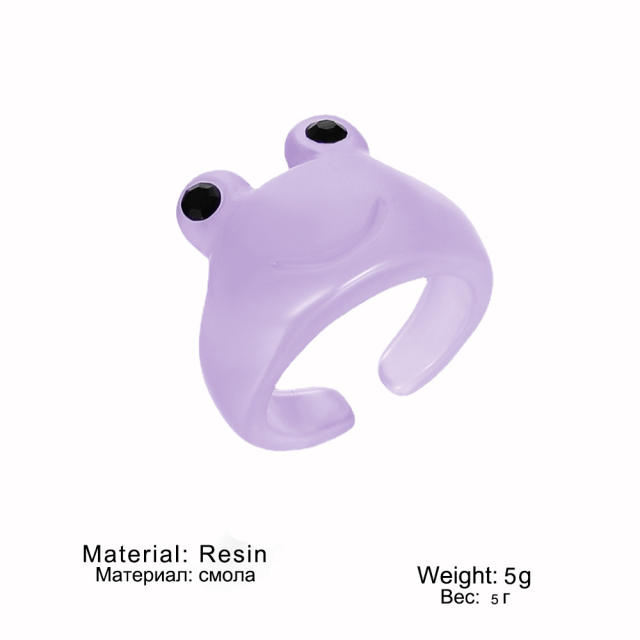 Cartoon resin frog rings humor rings