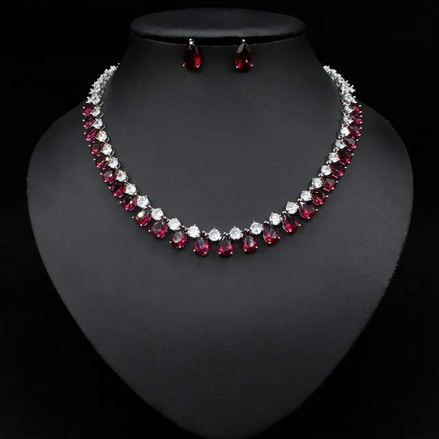 Luxury top quality cubic zircon diamond necklace set