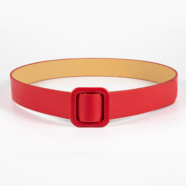 Plain color PU leather women belt