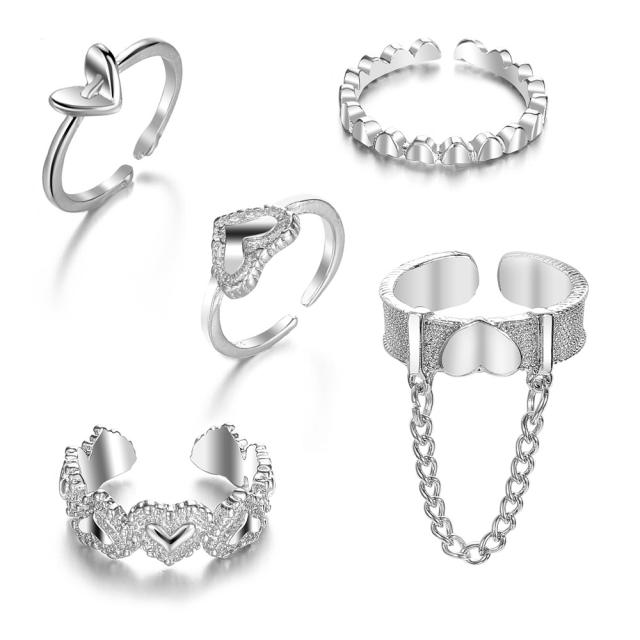 INS color heart stackable rings