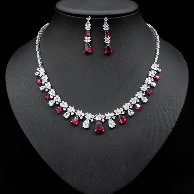 Elegant colorful cubic zircon diamond necklace set