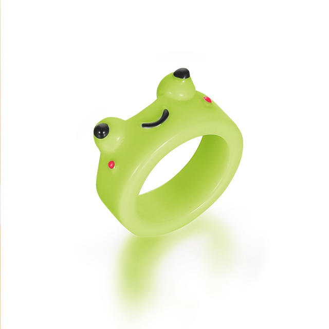 Cartoon resin frog rings humor rings