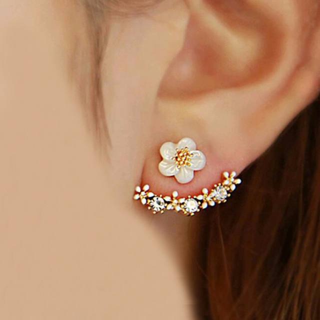 Korean fashion daisy flower jacket earrings