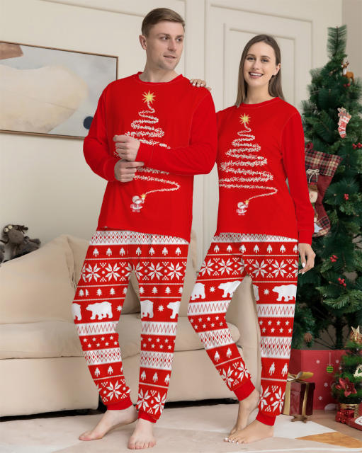 Christmas tree printing pajamas family matching pajamas