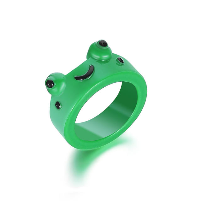 Cartoon resin frog rings humor rings