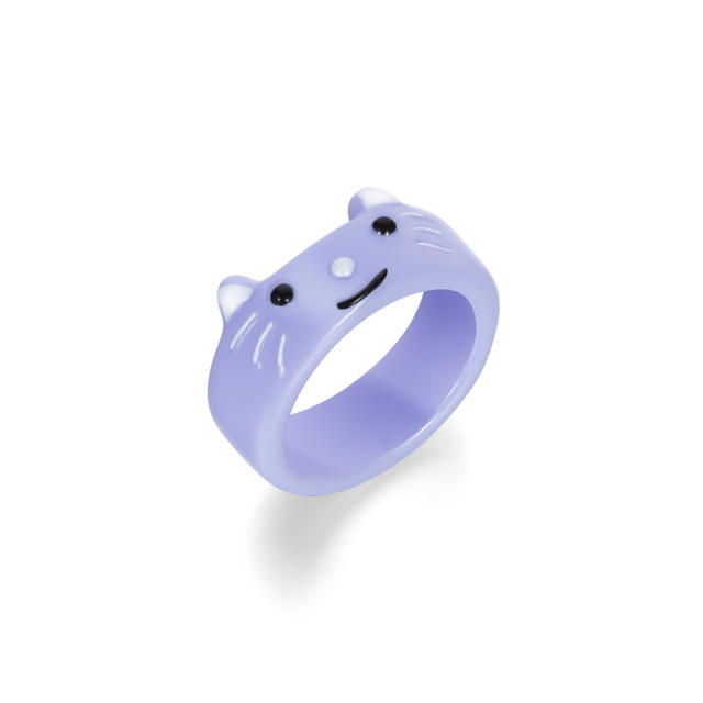 Cartoon resin frog rings humor rings