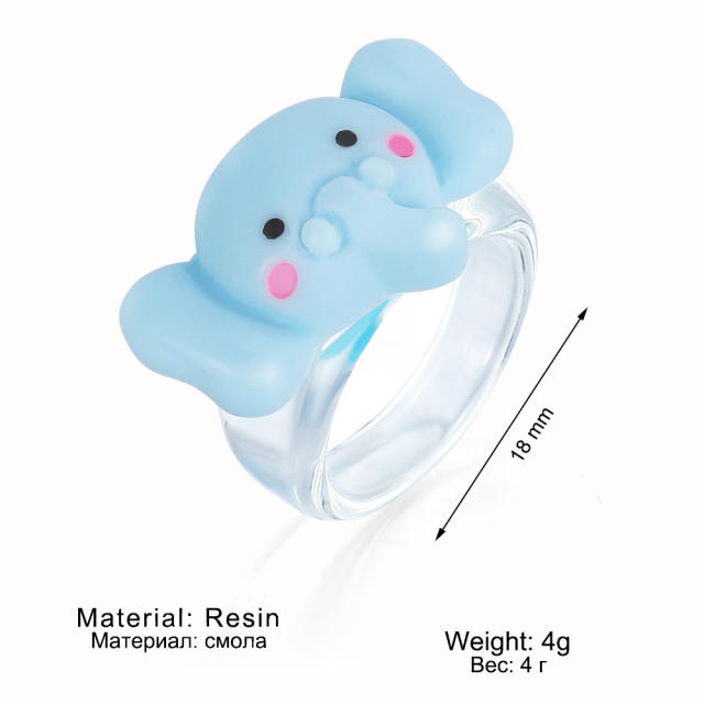 Cartoon animal bear sheep elephant transparent humor rings