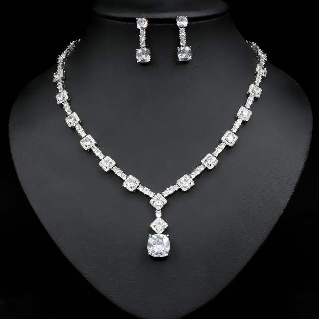 Vintage colorful cubic zircon diamond necklace set