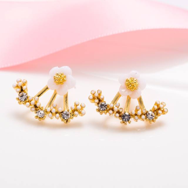 Korean fashion daisy flower jacket earrings