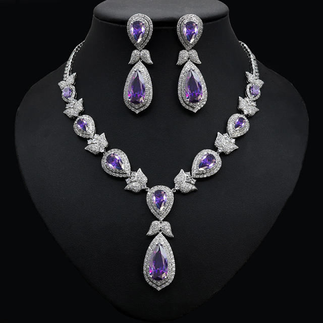 Luxury wedding bridal diamond necklace set