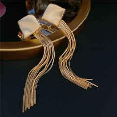 Popular frost square chain tassel earrings for women