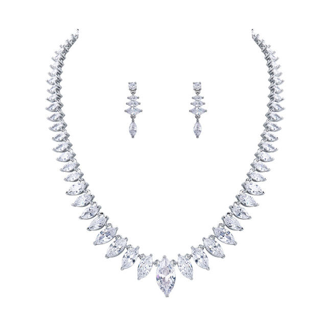 AAA cubic zircon good quality diamond necklace set for bridal