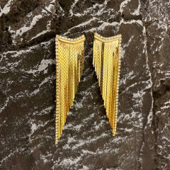 18K real gold plated irregular shape chain tassel earrings