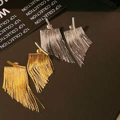 24K real gold plated chain tassel jacket earrings