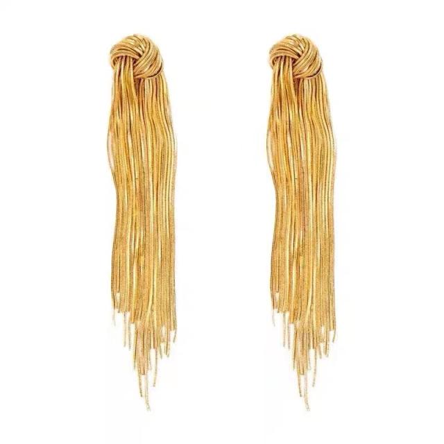 24K real gold plated chain tassel knotted earrings
