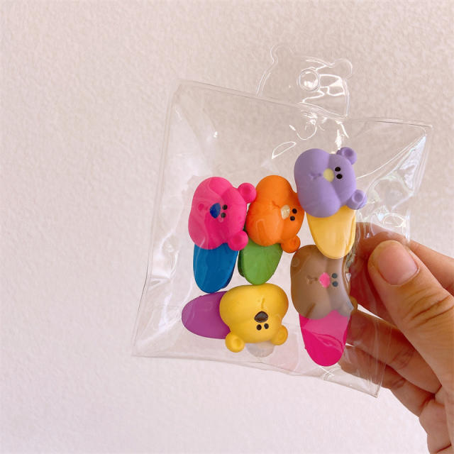 Korean fashion candy color cute flower duckbill hair clips set