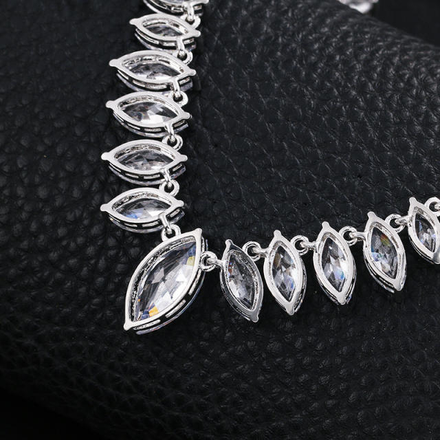 AAA cubic zircon good quality diamond necklace set for bridal