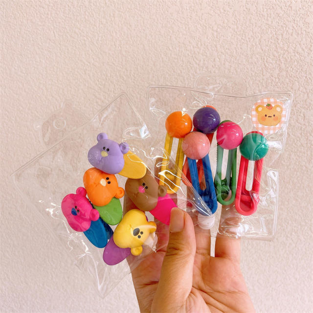 Korean fashion candy color cute flower duckbill hair clips set