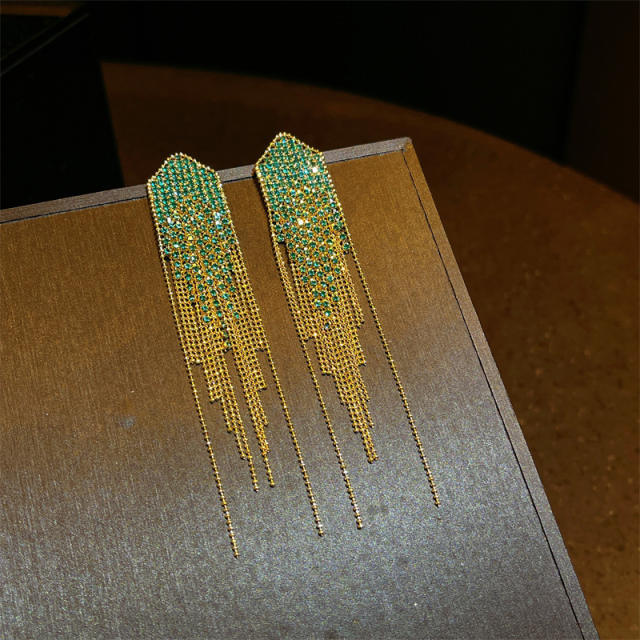 Korean fashion diamond tassel earrings
