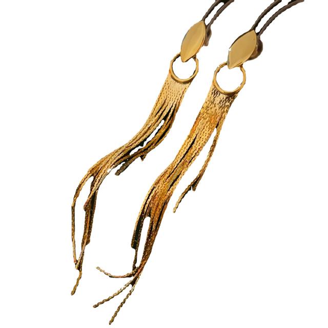 24K real gold plated chain tassel earrings