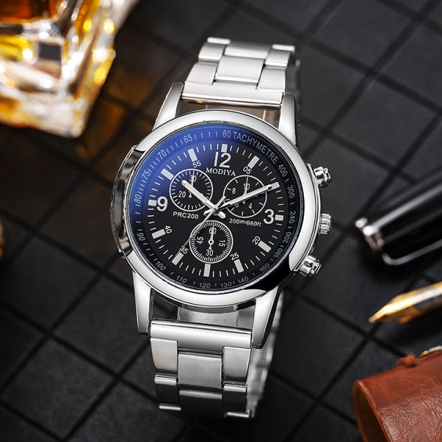 Steel belt classic quartz watch for men