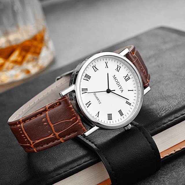 Concise quartz PU belt men watch