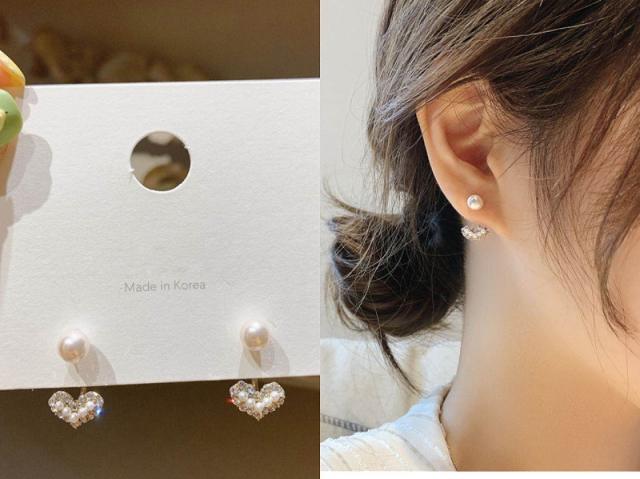 925 needle pearl ear studs