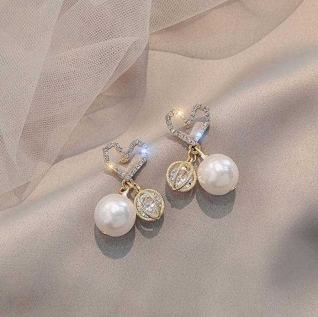 925 needle pearl ear studs