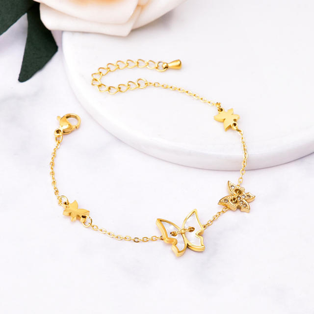 Korean fashion shell butterfly stainless steel bracelet