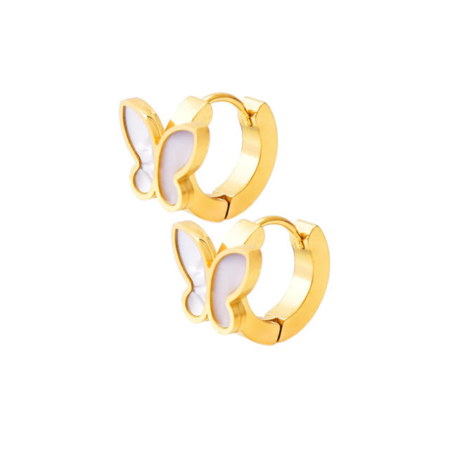 Korean fashion geometric shape stainless steel earrings huggie earrings